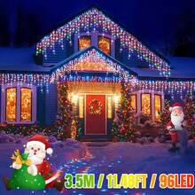 Luce a colonna di ghiaccio a fiocco di neve solare - 96/160 LED, luce di Natale per interni/esterni, IP65 impermeabile, 8 modalità di illuminazione per grondaie, tenda solare per esterni, adatta per Natale, case, giardini, alberi, cortili, festival, matrimoni, raduni, decorazione per feste (bianco caldo/multicolore/bianco)