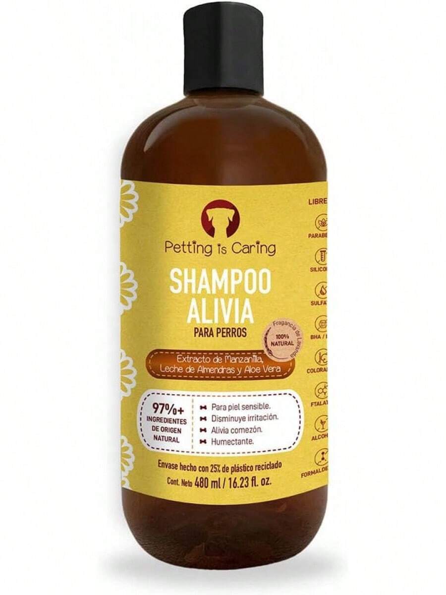 PETTING IS CARING - ALIVIA Shampoo para Perro Shampoo Natural Champú - Aloe Vera Fragancia de Lavanda 97% Ingredientes Origen Natural Mascotas Perros Gato - Nutrición - 480 ml - Ver 1