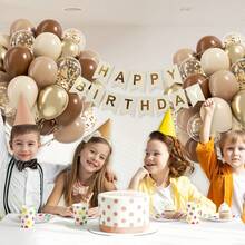 46pcs/30pcs Set Of 12inch/10inch Cocoa, Skin Tone, Sand White, Metallic Gold, Gold Glitter Latex Balloons, Suitable For Birthday, Baby Shower, Wedding And Boho Decor