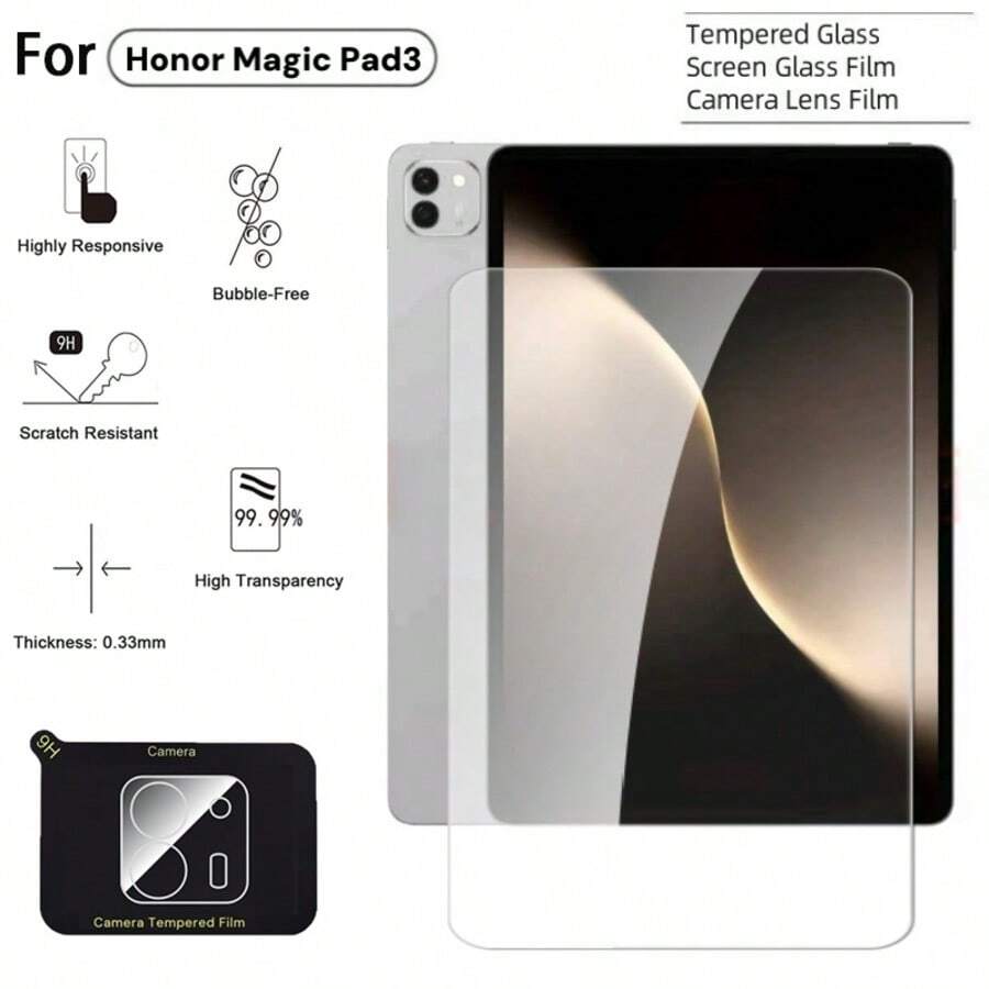 Honor MagicPad 3 Tempered Glass Screen Protector, Anti-Glare Glass Film For Honor Pad 13 Camera Lens