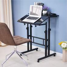 Rolling Standing Desk Height Adjustable, Mobile Stand Up Computer Desk, Sit-Stand Tiltable Top Desk Laptop Stand For Small Spaces - Black - View 3
