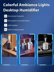 [Thick Mist + Super Quiet]This 180ml Car Humidifier Comes With Color Mood Lighting. It Has Two Working Modes: Smart Timed Auto-Off, And Can Be Used In Car Or On Desktop As An Air Humidifier And Diffuser. - Black and White - View 9