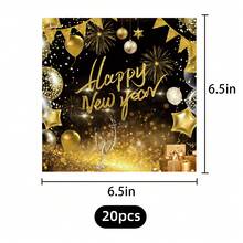 20个/80个2026新年黑金主题气球，新年生日派对装饰，足够20位客人使用，包含纸盘、甜点盘、餐巾纸、纸杯，适用于婚礼、生日派对、庆祝活动。 - 彩色 - 查看 8