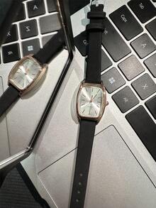 1pc Women's Casual Classic Fashion Black PU Leather Strap Watch, Adjustable Strap, Birthday Gift, Fashion Accessory