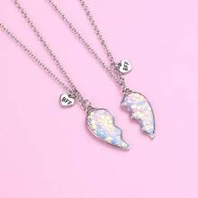 2 piezas/set Mejor amigo Colgante de collar con corazón partido para BFFs y parejas, accesorios de joyería para fiesta, regalo de para siempre, accesorios de joyería para fiesta, collar popular de geometría ajustable para parejas - Unitalla - Ver 6
