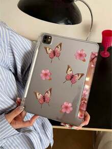 蝴蝶花保护套，兼容 iPad (A16) 第 11 代 11 英寸 2025、iPad 10.2/Mini6/Mini7/9.7 英寸、平板电脑保护套，兼容三星 Galaxy Tab A9 Plus，3+Y 可折叠防弯折，硅胶加固边角，自动唤醒/睡眠功能，内置笔槽，多角度可折叠支架 - 完美日常保护，时尚简约图案。 - 彩色 - 查看 4