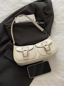 حقيبة يد جديدة بجيبين للزينة، مناسبة للحفلات والخروجات والعطلات والتسوق والاستخدام اليومي، يمكن تخزين العملات والهواتف، مناسبة أيضًا كحقيبة عمل للموظفين البيض والطلاب الجامعيين وموظفي المكاتب، حقيبة أنيقة للسيدات - أبيض - مشاهدة 3