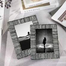 1pc Modern Minimalist Line-Style Classic Gallery Photo Frame, Black & Gray Frame Body, Excellent Quality, Displays 3.5x5", 4x6", 5x7", 6x8", 8x10" Photos, Horizontal & Vertical Display, Suitable For Study, Bedroom, Living Room