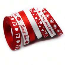 5 rollos de 1cm*450cm Cinta de embalaje para el Día de San Valentín con diseño de amor para decoración de regalos, manualidades y fiestas de boda del Día de San Valentín - Multicolor - Ver 7