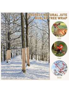 1 卷粗麻布卷黄麻布树套保护器冬季霜冻植物毯布屏障织物花园植物冬季户外树木灌木植物霜冻保护 - 彩色 - 查看 11