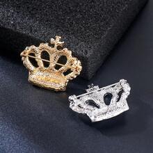1pc Elegant Crown Design Rhinestone Encrusted Zinc Alloy Brooch, Vintage Palace Style Fashion Accessory Suitable For Women To Wear On Coats, Dresses, Bags, Hats In Autumn/Winter Occasions And Parties Christmas Gift