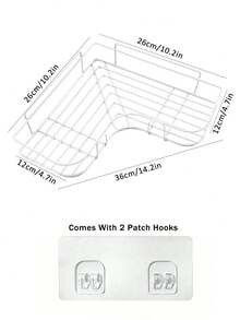 1件装浴室转角置物架，三角形设计，免钻孔，浴室厨房收纳整理架，实用家居装饰浴室 - 白色 - 查看 7