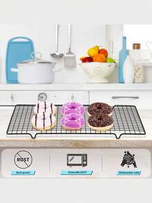 不粘冷却架，带凸起边缘和网格设计 - 重型烘焙、面包、蛋糕、饼干、糕点架 - 易于清洁、可用洗碗机清洗、为烤箱、烤架、厨房提供均匀的空气循环 - 节省台面上的存储空间 - 适合家庭和商业使用的食品材料 - 非常适合制作分层蛋糕、松饼、纸杯蛋糕 - 彩色 - 查看 10