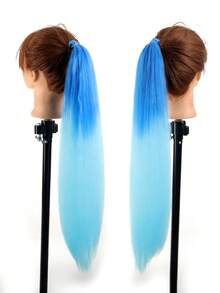 1-2 件装 26 英寸渐变蓝色 DIY 编发接发 | 女士合成 Yaki 直发耐热蓬松马尾辫 | 适合万圣节、圣诞节、节日派对 - 漸層藍色 - 查看 3
