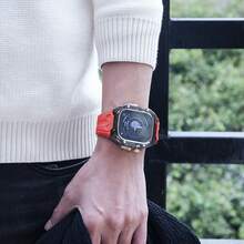 1 件适用于 AppleWatch Series11 42 毫米 46 毫米 Ultra 3/2/1 49 毫米 44 毫米 45 毫米表带+表壳适用于 Watch Series 10 9 8 7 654 表壳+TPU 表带 - 紅色 - 查看 8