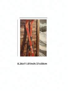 1 张无框冬季滑雪海报，复古滑雪艺术印刷雪景，复古冬季场景墙面装饰，适合卧室宿舍客厅，山间小屋美学礼物，Funkyposters 房间装饰 - 彩色 - 查看 11