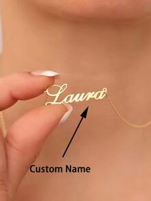 Personalized Name Necklace, Custom Name Pendant Necklace, Customizable English Letters Stainless Steel Personalized Pendant, Elegant Style Jewelry, Stainless Steel Silver, Gold Heart-Shaped Pendant Necklace, Couple Jewelry, Anniversary, Birthday, Wedding Gift, Universal Necklace For Men And Women - Multicolor - View 1