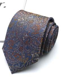1pc Paisley Pattern Handmade Unisex Necktie, Suitable For Casual, Street, Daily, And Business Wear