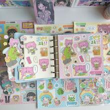 卡通女孩人物贴纸，可爱酷炫女孩贴纸，INS 风格人物贴纸，适合 DIY 剪贴簿，多人物卡通设计，自粘装饰贴纸，适用于剪贴簿、相册、行李箱/笔记本电脑/滑板/吉他/冰箱/头盔/日历，可作为生日和节日礼物 - 彩色 - 查看 4