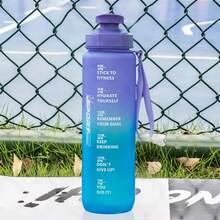1 bình nước nhựa nắp lật dung tích lớn 750ml/25oz & 1000ml/32oz có vạch chia thời gian, dây đeo, thích hợp cho các môn thể thao ngoài trời, chạy bộ, đạp xe, làm quà tặng ngày lễ - Nhiều màu - Xem 16