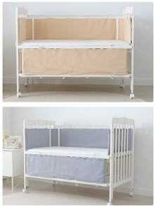 1套2件婴儿床保险杠软垫防撞床栏防护装置，婴儿床围栏，婴儿床上用品套装，婴儿床衬垫，婴儿床配件 - 彩色 - 查看 12