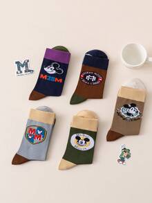 1/5/10 Pairs Disney Men's Mid-Calf Socks, Maillard Color Palette Mickey Mouse, Autumn/Winter Christmas Fun Socks - Multicolor - View 6