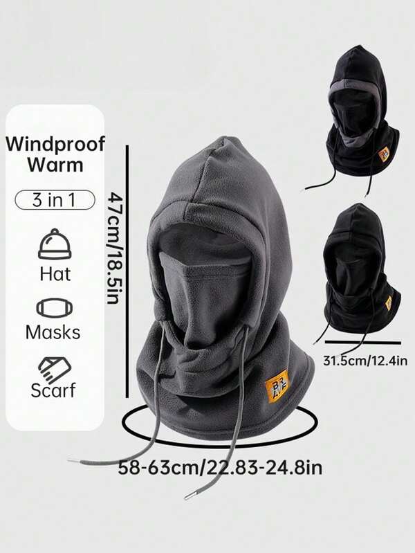 1 peça de chapéu quente de inverno, gorro de esqui tático unissex, boné de lã com capuz, gorro de ciclismo, caminhadas ao ar livre, esqui, montanhismo, aquecedor de pescoço térmico à prova de vento