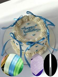 13 piezas Decoraciones elegantes de lazo rojo/negro/rosa/blanco/azul/champán para decorar pasteles, suministros de decoración de cinta para pasteles DIY para fiestas, aniversarios, bodas, Día de la Madre, Día de San Valentín