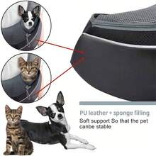 Mochila transportadora para mascotas, bolsa de perro con cordón sin manos y correa ajustable, bolsa de malla transpirable adecuada para cachorros y gatitos, bolso cruzado para perros con bolsillo, ideal para actividades al aire libre - Negro - Ver 7