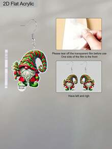 1 Pair Exquisite Red And Green Christmas Tree Hat Christmas Dwarf Acrylic Earrings For Women Christmas Earrings Fun Earring Jewelry Holiday Party Gift Christmas New Year Gift