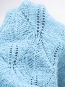 Áo khoác cardigan dài tay cổ tròn, màu xám trơn, cài cúc ngọc trai, kiểu dáng thanh lịch, phù hợp cho công sở, tiệc tùng và các dịp xã giao mùa thu | Thoải mái khi mặc - Màu xanh lam - Xem 4
