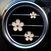 3 chiếc kẹp trang trí cửa gió ô tô hình hoa cúc hợp kim nhiều màu sắc dùng để trang trí nội thất ô tô, sản phẩm trang trí máy lạnh ô tô - 3 bông hoa kim loại - Xem 11