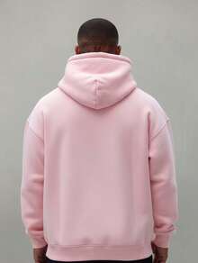 Men's And Women's Plain Kangaroo Sweatshirt Cold Weather Blouse Cotton Lined Warm Tracksuit Coat With Pocket And Hood New Release 3 Cables Winter Cold Season - 淺粉色 - 查看 2