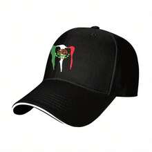 1pc Mexico Flag Baseball Cap - Unisex, Lightweight & Breathable Polyester, Vibrant Emblem Design, Perfect For Travel & All Seasons, Machine - 黑色 - 查看 10
