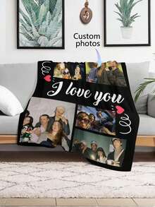 1pc Customizable Photo Blanket, Upgraded And Thickened Fabric, Soft And Comfortable, Can Be Used In Bedroom, Living Room And Other Occasions, Can Be Used As Valentine's Day For Housewarming, Sofa, Bed, Car, Tea Room, Bedroom, Bathroom, Living Room, Dining Room - Photo - View 9