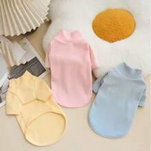 Capa base de punto de unicolor cálido para perros mascotas, simple pero lindo, cómodo y suave cuello alto de doble cara de forro polar, adecuado para perros pequeños como caniche, bichón frisé, bulldog francés, pomerania, schnauzer, gatos, para uso en interiores y exteriores en primavera, otoño e invierno