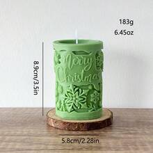 1pc Christmas Cylinder Shaped Scented Candle, Home Decor Ornament, Christmas Decorations, Christmas Gifts