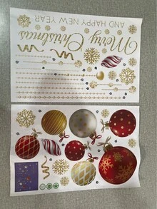 1 Set Christmas Window Stickers, Static Stickers, Christmas Ball Waterproof Plastic Holiday Decorations, Snowflake And Holiday Hanging Decorations For Glass Surface, Suitable For Shops And Homes - Perfect For Holiday Decoration