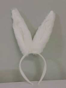 1pc Cute White Fluffy Rabbit Ear Headband, Sweet Lady Headdress For Cosplay, Party, Ball Dance, Easter Holiday Wear Halloween - White - View 8