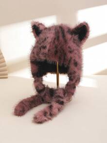 1 件女士豹纹仿皮草耳套，保暖防风，时尚、可爱、有趣，适合日常、休闲、派对、理想礼物，秋冬 - 豹紋 - 查看 13