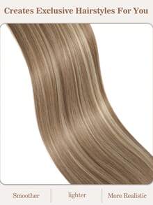 Ponytail Extensions Drawstring Long Straight Fake Pony Tail Natural Soft Clip In Hair Extension Synthetic Heat Resistant Hairpiece - Ash Brown Mix Blonde Highlights