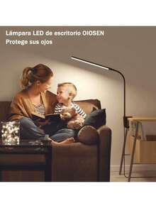 OIOSEN LED Lámpara de escritorio con pinza, largo cuello de cisne flexible de metal USB Lámparas de mesa, 3 modos de brillo 10, clip de luces para la oficina en casa cuidado de ojos (Negro) - Negro - Ver 6