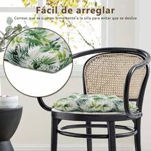 Juego 2 / 4 / 6 / 8 Unidades Cojín Silla Jardin Exterior, Asiento Cuadrado para Patio Terraza, Lavable a Máquina, Almohadilla Tejido Fuerte y Duradero, Oficina, Coche , 40x40x5 cm - Hoja Verde - Ver 3