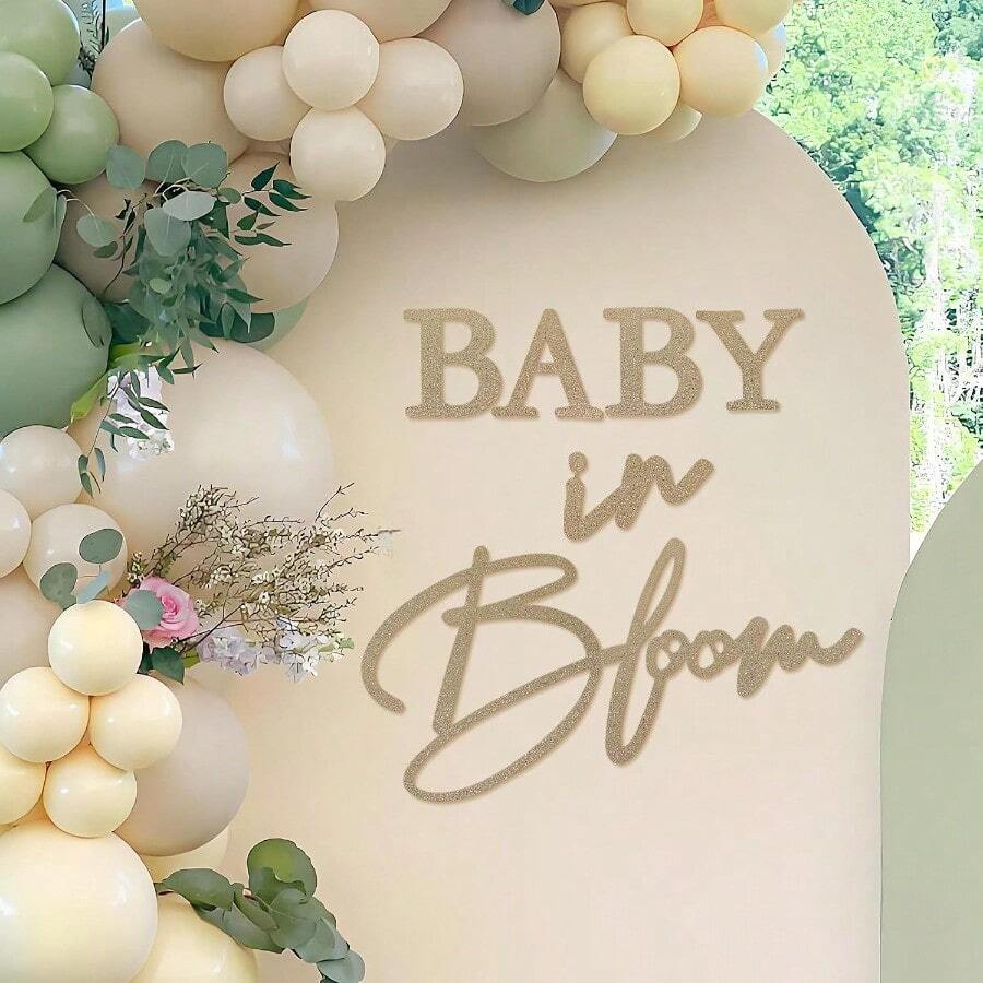 DBaby In Bloom Sign 16 X24 Felt Letter Baby Shower Sign Baby In Bloom Party Decor Backdrop For Boy Or Girl Baby Shower Gender Reveal 1st Birthday Gillter Gold - 閃光金 - 查看 1