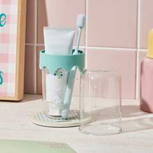 1 Portable Travel Toothbrush Storage Box - Portable Plastic Toothpaste Cup, Mouthwash Cup With Lid, Toothpaste, Toothbrush Storage Box, Essential Mouthwash Cup For Travel, Bathroom Mouthwash Cup, Portable Hygiene Solution, Suitable For Business Travel And Vacation, Suitable For 4 Seasons - Multicolor - View 2
