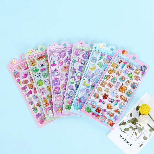 1 Peça Adesivo Holográfico 3D Estampado em Relevo de Estilo Aleatório, Adesivo de Pequeno Animal Estereoscópico, Material DIY para Scrapbooking, Adesivo para Capa de Celular