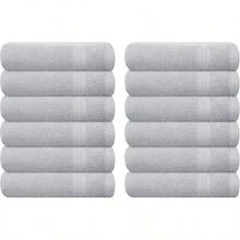 Ultra Soft 8-Piece Towel Set -% Ring Spun Cotton, 2 Oversized Bath Towels 27x54, 2 Hand Towels 16x28, 4 Wash Cloths 13x13 - Daily Use, Hotel & Spa - Olive Green, Luxury Towel Set - 淺灰色 - 查看 10