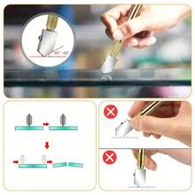 1pc 2pcs Glass Cutter, Glass Mirror Cutting Tool, Pencil-Style Oil-Filled Hard Carbide Tip Glass Cutter, Alloy Steel Material, Easy To Operate, Suitable For Mirrors And Glass - Gold - View 2