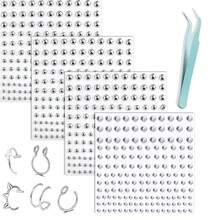 4Sheets Face Gems Fake Piercings Gothic Cool Punk Y2K Sexy Simulation Studs Stickers, Lip, Nose Studs Eye Stickers, Halloween Makeup Silver-Plated Rhinestone Personalized Party,23580481 - 黃色 - 查看 1