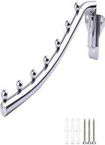 Folding Wall Mounted Clothes Hanger, Stainless Steel Cloth Rack, 2 Pack Laundry Hangers Metal Wall Mount Clothing Multiple Hook With Swing Arm Wardrobe Organizer Coat Hook For Bathroom, Bedroom, Room - ColorE - 查看 1